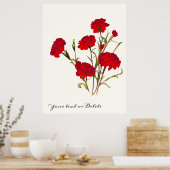 Elegant Floral Red Carnance Poster (Keuken)