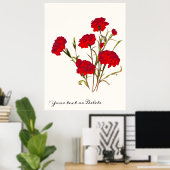 Elegant Floral Red Carnance Poster (Thuiskantoor)