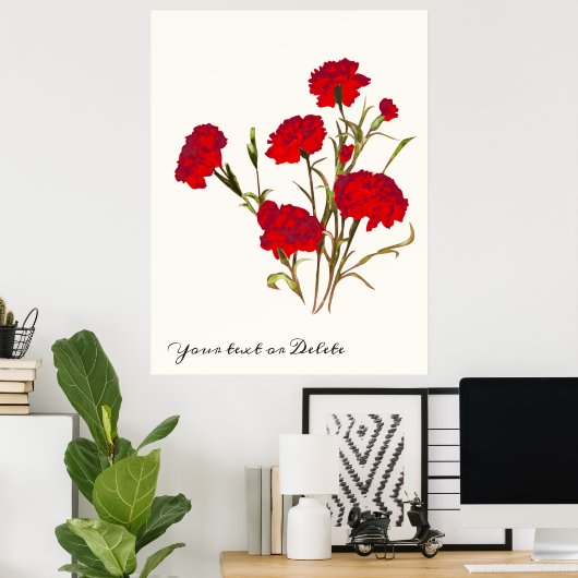  Elegant  Floral Red Carnance Poster (Thuiskantoor)