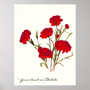Elegant Floral Red Carnance Poster