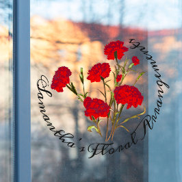  Elegant  Floral Red Carnance Raamsticker