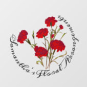 Elegant Floral Red Carnance Raamsticker (Vel)