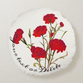  Elegant  Floral Red Carnance Rond Kussen