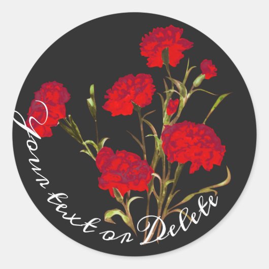  Elegant  Floral Red Carnance Ronde Sticker (Voorkant)