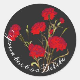 Elegant  Floral Red Carnance Ronde Sticker