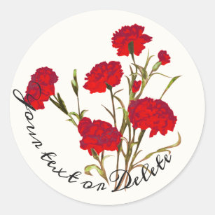  Elegant  Floral Red Carnance Ronde Sticker