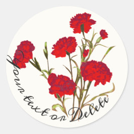 Elegant  Floral Red Carnance Ronde Sticker
