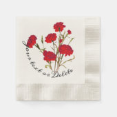  Elegant  Floral Red Carnance Servet (Voorkant)