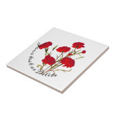  Elegant  Floral Red Carnance Tegeltje (Zijkant)