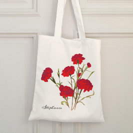  Elegant  Floral Red Carnance Tote Bag