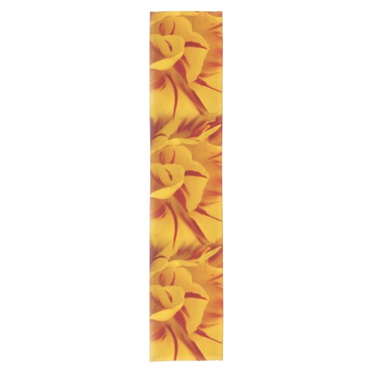 Elegant Floral Red en Gold Monsella Tulips Korte Tafelloper (Voorkant)