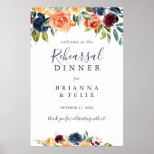 Elegant Floral Rehearings Dinner Welcome Sign Poster (Voorkant)