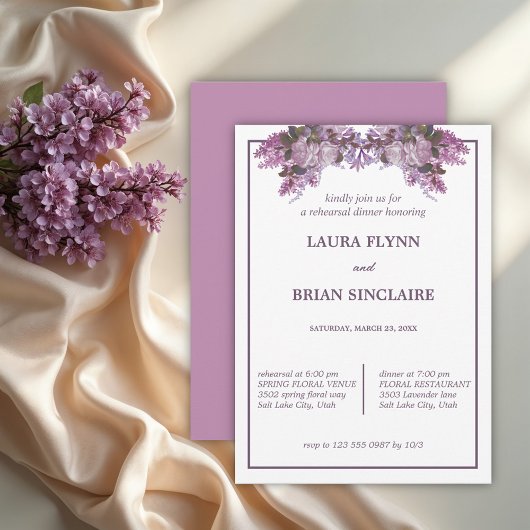 Elegant Floral Rehearsal Dinner Kaart