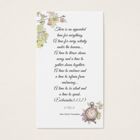 Elegant Floral Religious Bible Wisdom Bladwijzer Visitekaartje (Voorkant)