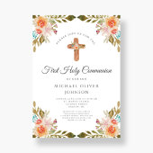 Elegant Floral Religious Cross First Community Kaart