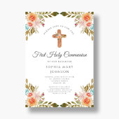 Elegant Floral Religious Cross First Community Kaart