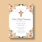 Elegant Floral Religious Cross First Community Kaart