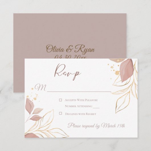 Elegant Floral Response Card RSVP Kaartje (Voorkant / Achterkant)