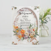 Elegant Floral Retirement Party Invitation | Soft  Kaart (Staand voorkant)