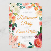 Elegant Floral Retirement Party Kaart (Voorkant / Achterkant)