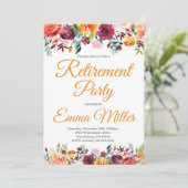 Elegant Floral Retirement Party Kaart (Staand voorkant)