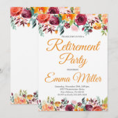 Elegant Floral Retirement Party Kaart (Voorkant / Achterkant)
