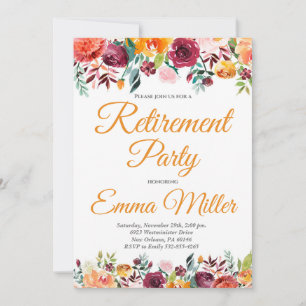 Elegant Floral Retirement Party Kaart