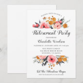 Elegant Floral Retirement Party Kaart (Voorkant / Achterkant)