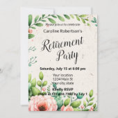 Elegant Floral Retirement Party Kaart (Voorkant)