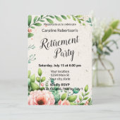 Elegant Floral Retirement Party Kaart (Staand voorkant)