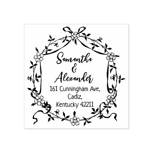 Elegant Floral Retouradres Rubberstempel (Afrduk)