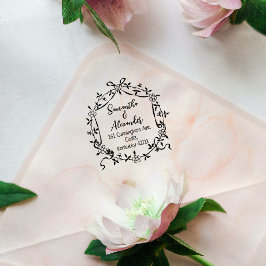 Elegant Floral Retouradres Rubberstempel