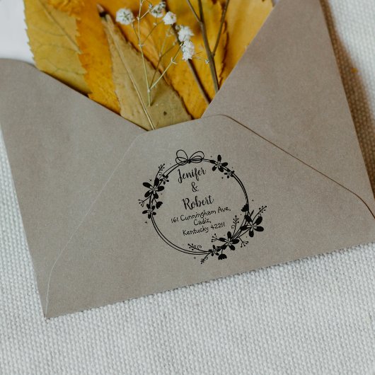 Elegant Floral Return Address Couple Rubberstempel