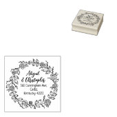 Elegant Floral Return Address Couple Rubberstempel (Gestempeld)
