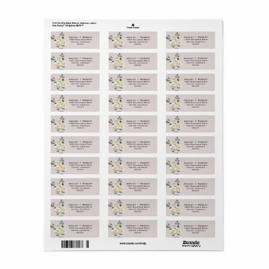 Elegant Floral Return Address Label (Full Sheet)