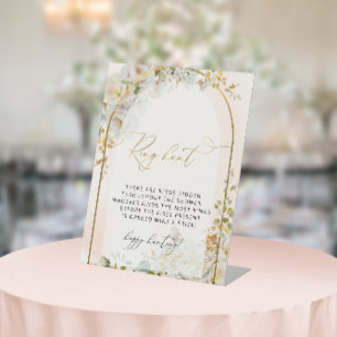 Elegant Floral Ring Hunt Vrijgezellenfeest Game Reclamebord Met Voetstuk