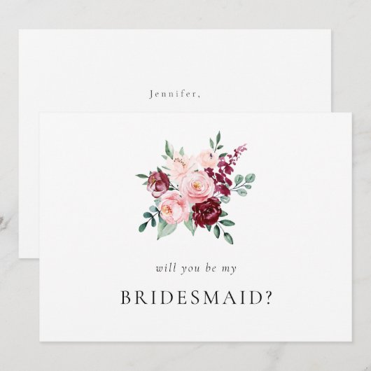 Elegant Floral Roos ben mijn Bridesmaid Voorstel K (Voorkant / Achterkant)