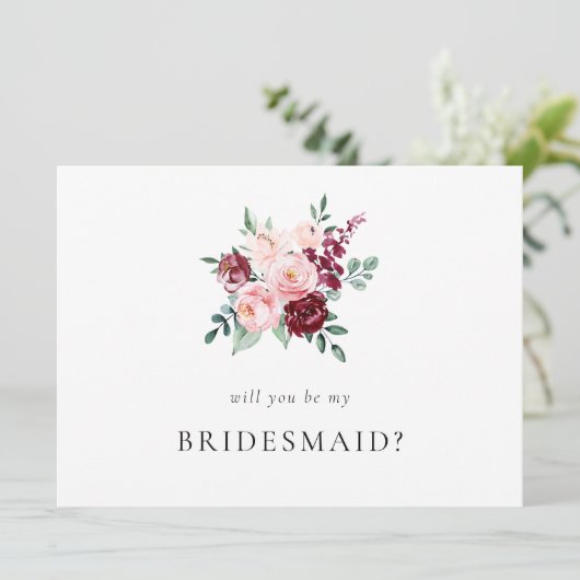 Elegant Floral Roos ben mijn Bridesmaid Voorstel K (Staand voorkant)