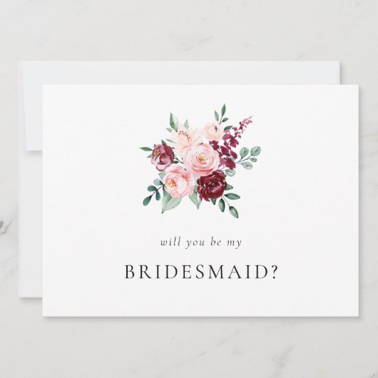 Elegant Floral Roos ben mijn Bridesmaid Voorstel K (Voorkant)