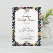 Elegant  Floral Roos Blue Vrijgezellenfeest Kaart (Staand voorkant)