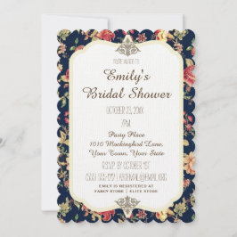 Elegant Floral Roos Blue Vrijgezellenfeest Kaart