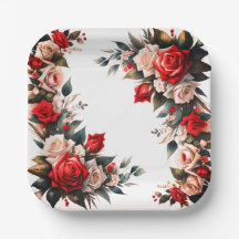 Elegant Floral Roos bruiloft papier Borden
