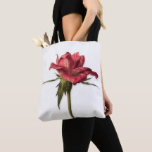Elegant Floral Roos Canvas tas