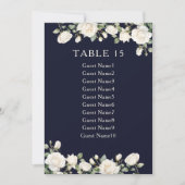 Elegant Floral Roos Donkerblauw Tafel Zitkaart (Voorkant)