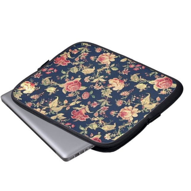 Elegant  Floral Roos Electronics Hoesje Laptop Sleeve (Voorkant onderkant)