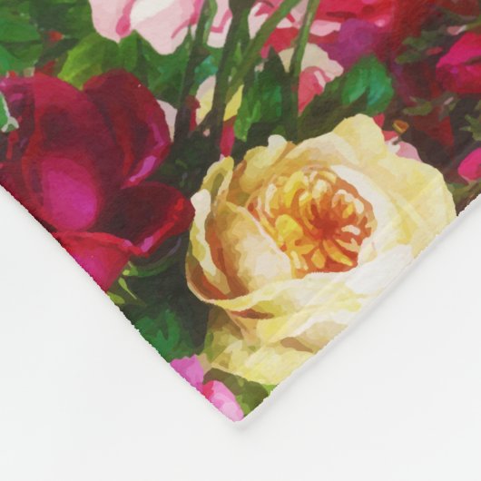 Elegant  Floral Roos Garden Blossom Fleece Deken (Hoek)
