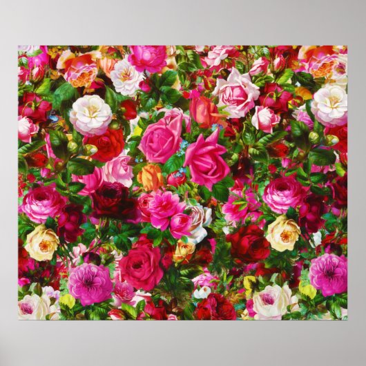 Elegant  Floral Roos Garden Blossom Poster (Voorkant)