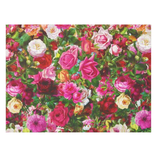 Elegant  Floral Roos Garden Blossom Tafelkleed (Voorkant (Horizontaal))