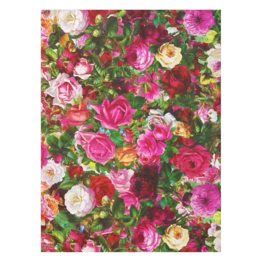 Elegant  Floral Roos Garden Blossom Tafelkleed (Voorkant)