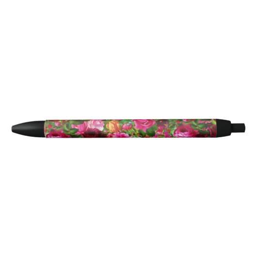 Elegant  Floral Roos Garden Blossom Zwarte Inkt Pen (Voorkant)